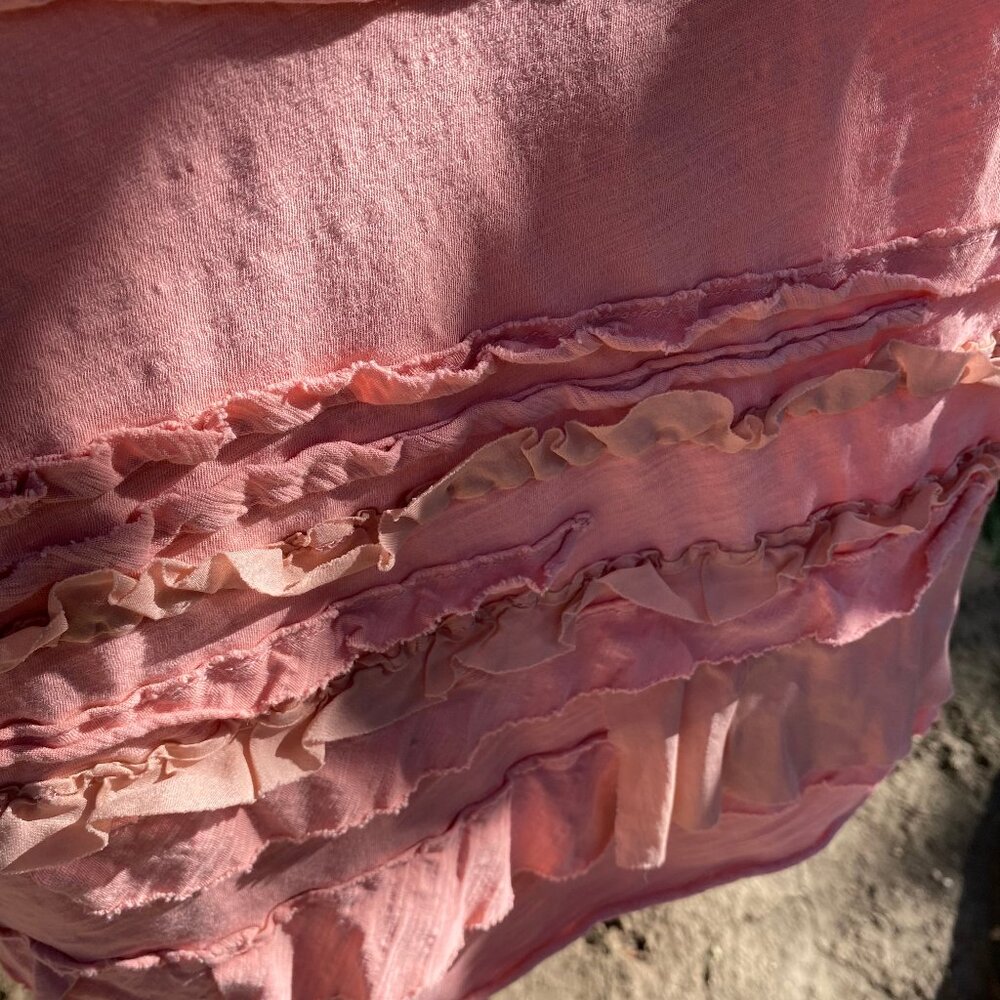 Women's J Crew Sleeveless Dusty Rose Blouse with Ruffles Size Medium - Picture 5 of 7